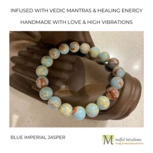 Blue Imperial Jasper Crystal Bracelet Infused with Healing Reiki Energy & Vedic Mantras