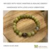 Green Olive Jade Crystal Bracelet Infused with Healing Reiki Energy and Vedic Mantras
