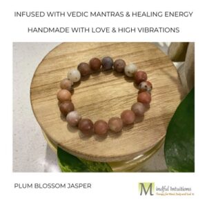 Plum Blossom Jasper Crystal Bracelet Infused with Healing Reiki Energy & Vedic Mantras