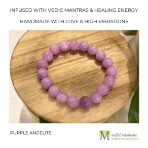 Purple Angelite Crystal Bracelet Infused with Healing Reiki Energy & Vedic Mantras