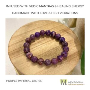 Purple Imperial Jasper Crystal Bracelet Infused with Healing Reiki Energy & Vedic Mantras