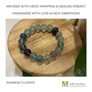 Rainbow Fluorite Crystal Bracelet Infused with Healing Reiki Energy & Vedic Mantras