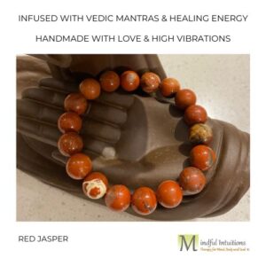 Red Jasper Crystal Bracelet Infused with Healing Reiki Energy & Vedic Mantras
