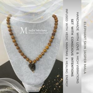 Elephant Skin Jasper Crystal MALA Infused with Healing Reiki Energy & Vedic Mantras