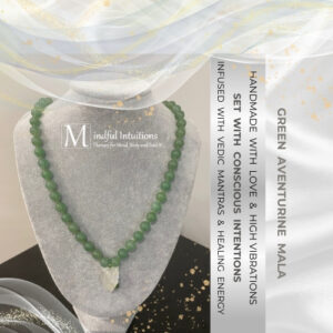 Green Aventurine Crystal MALA Infused with Healing Reiki Energy & Vedic Mantras